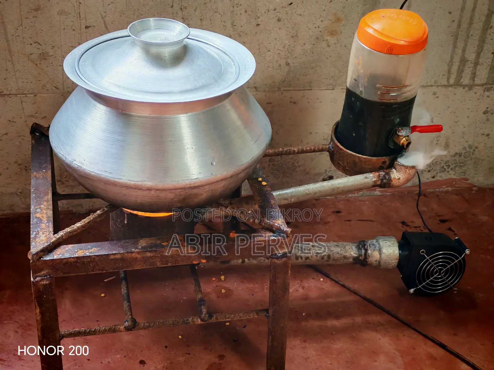 Stove made with burnt oil
