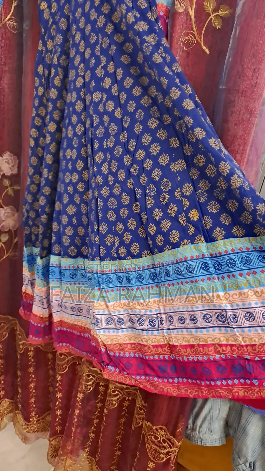 নীল রঙের ট্র্যাডিশনাল ফ্রক