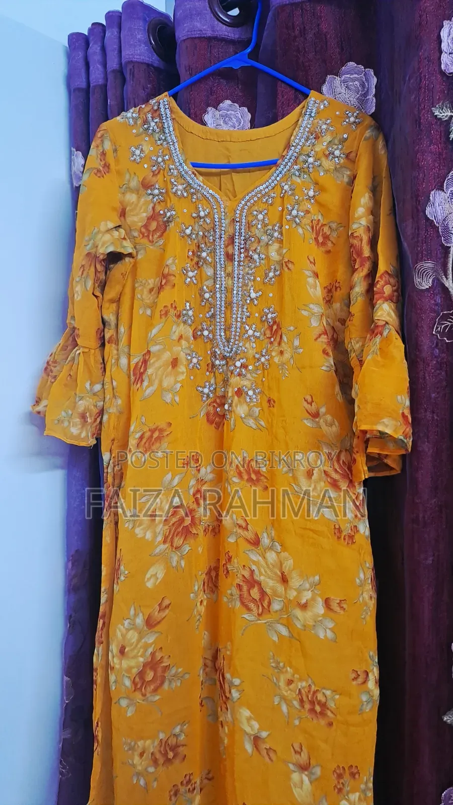 Yellow Flawless Sleeves Up Stoned Dress