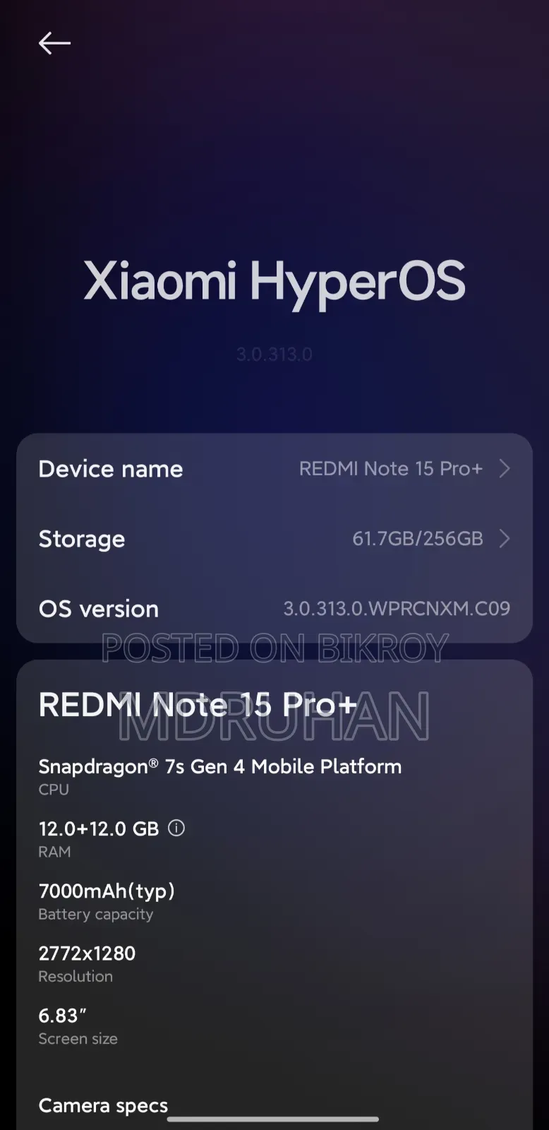 New Xiaomi Redmi Note 15 Pro+ 256 GB White