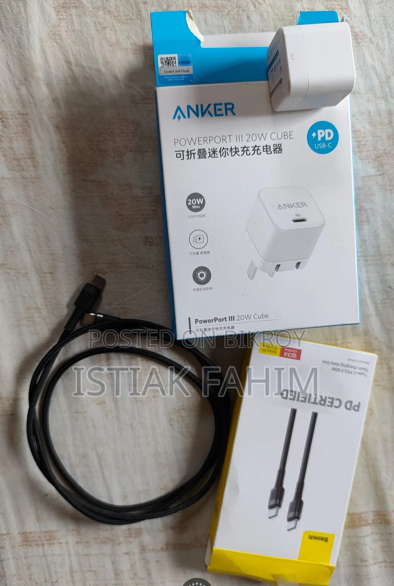 (Anker Charger) অ্যাঙ্কার ২০ ওয়াট ফাস্ট চার্জার সাথে টাইপ-সি কেবল