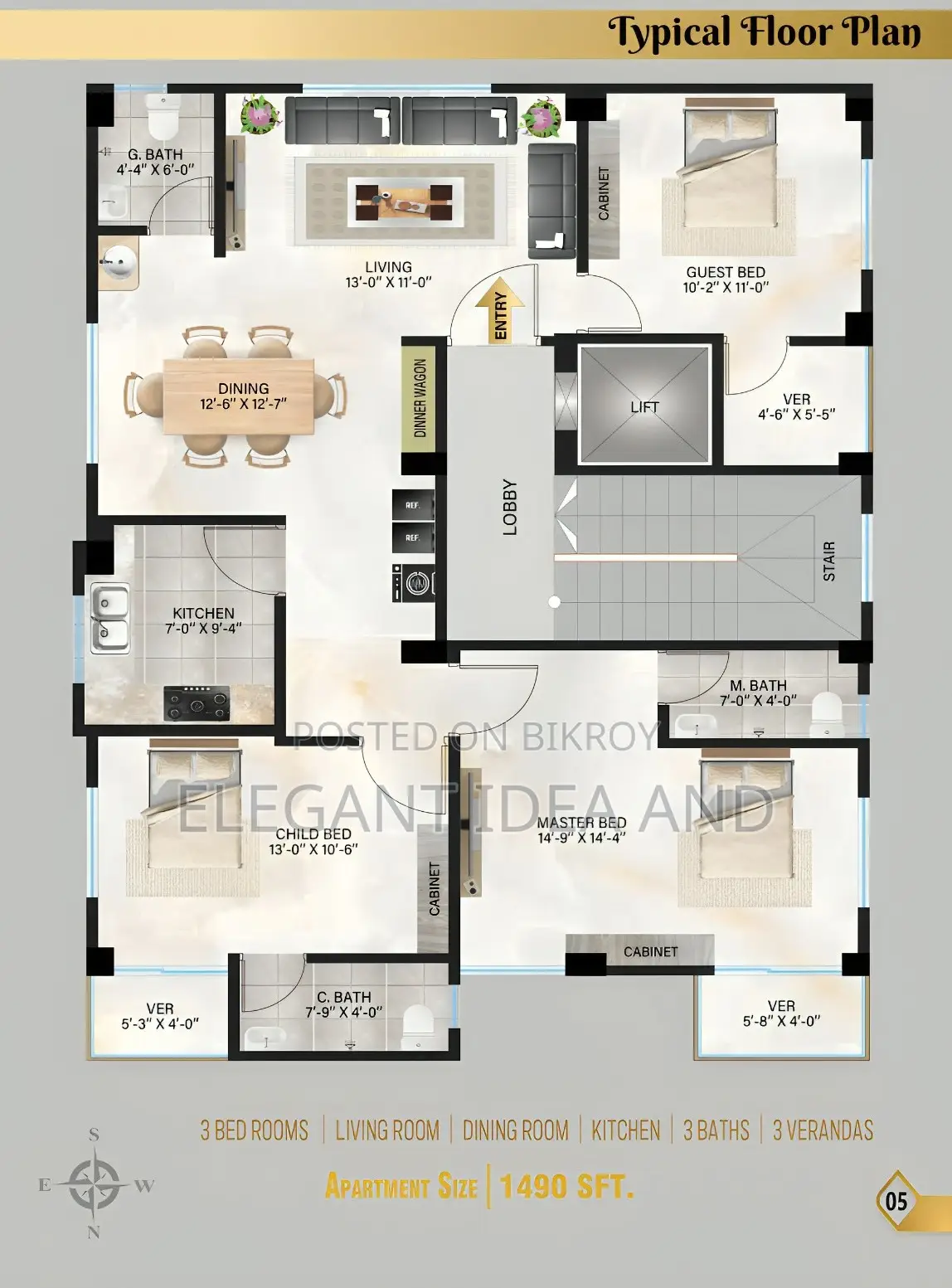 3-bedroom Apartment in Elegant Idea, Aftab Nagar for Sale
