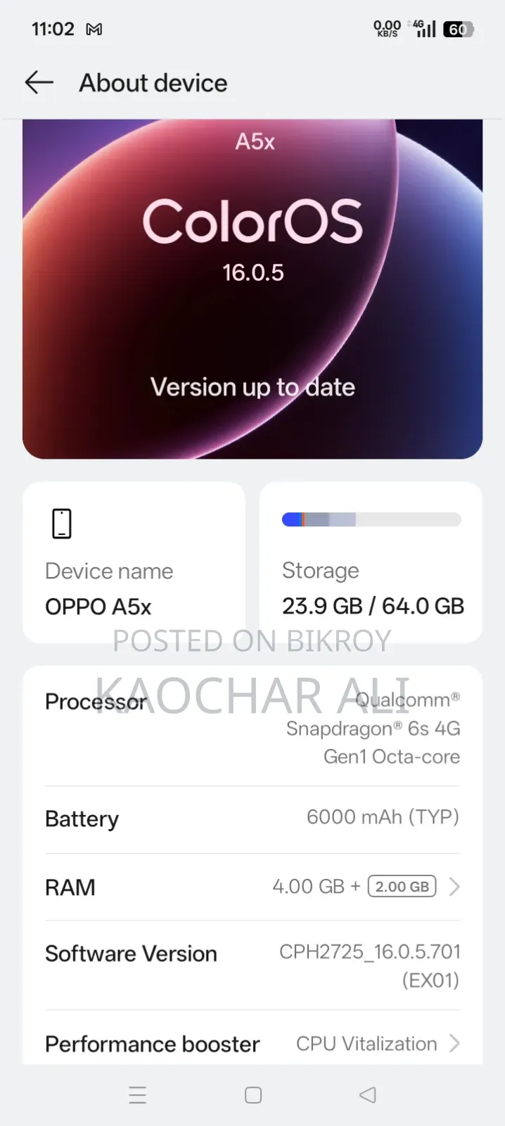 New Oppo A5X 128 GB Black