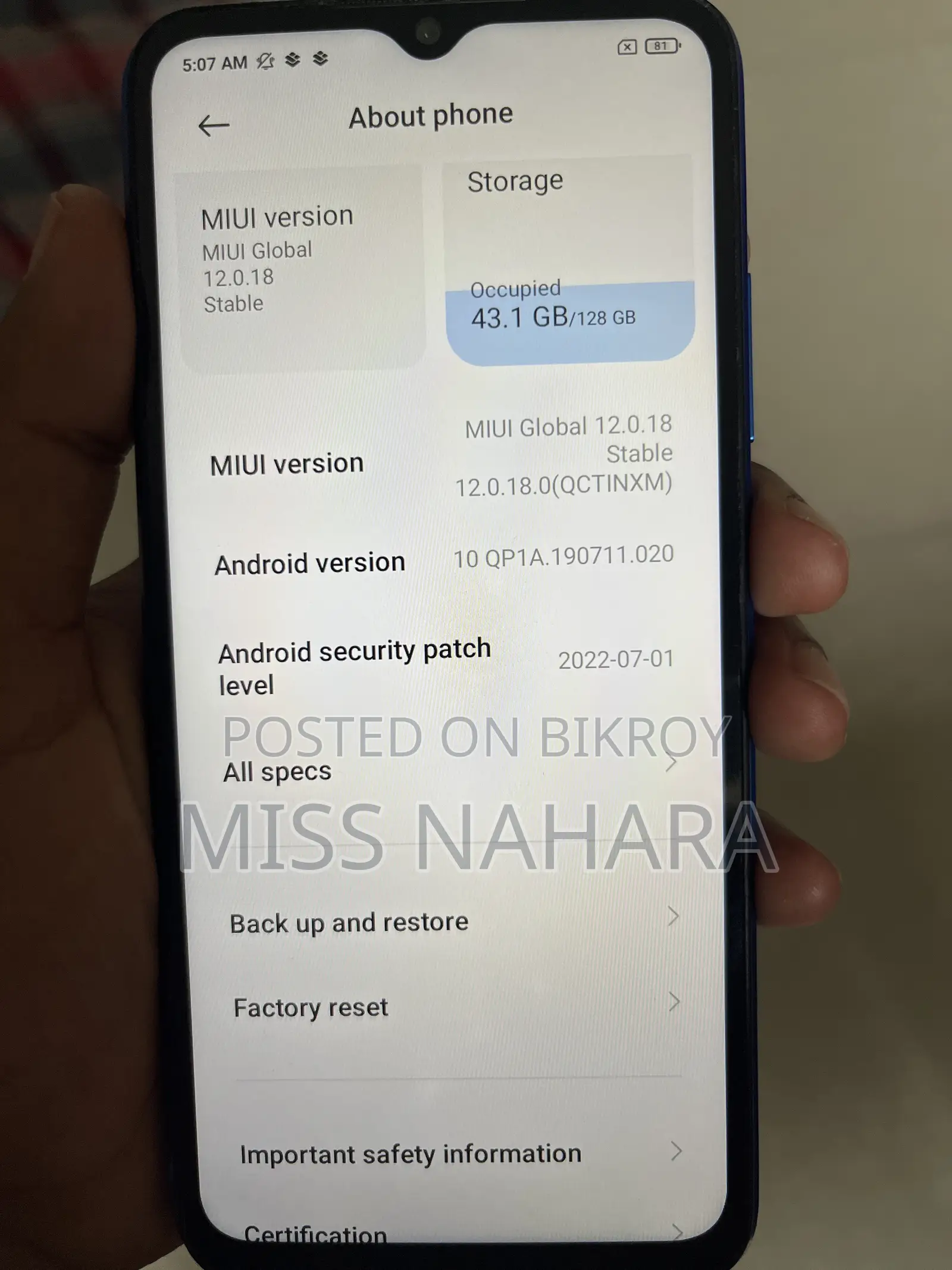 Xiaomi Redmi 9 128 GB Blue