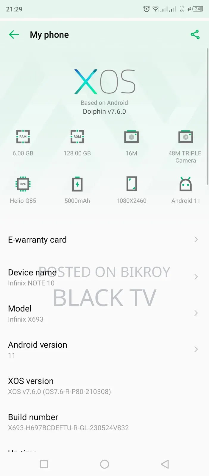 Infinix Note 10 128 GB Green