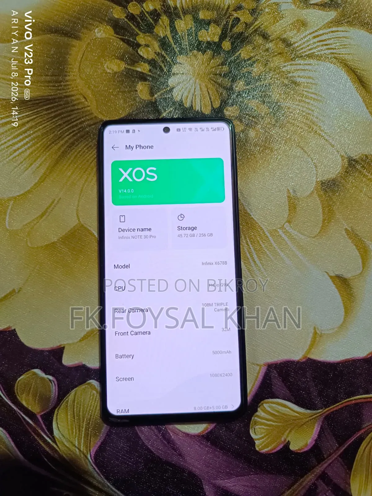 ইনফিনিক্স নোট ৩০ প্রো ২৫৬ জিবি গোল্ড