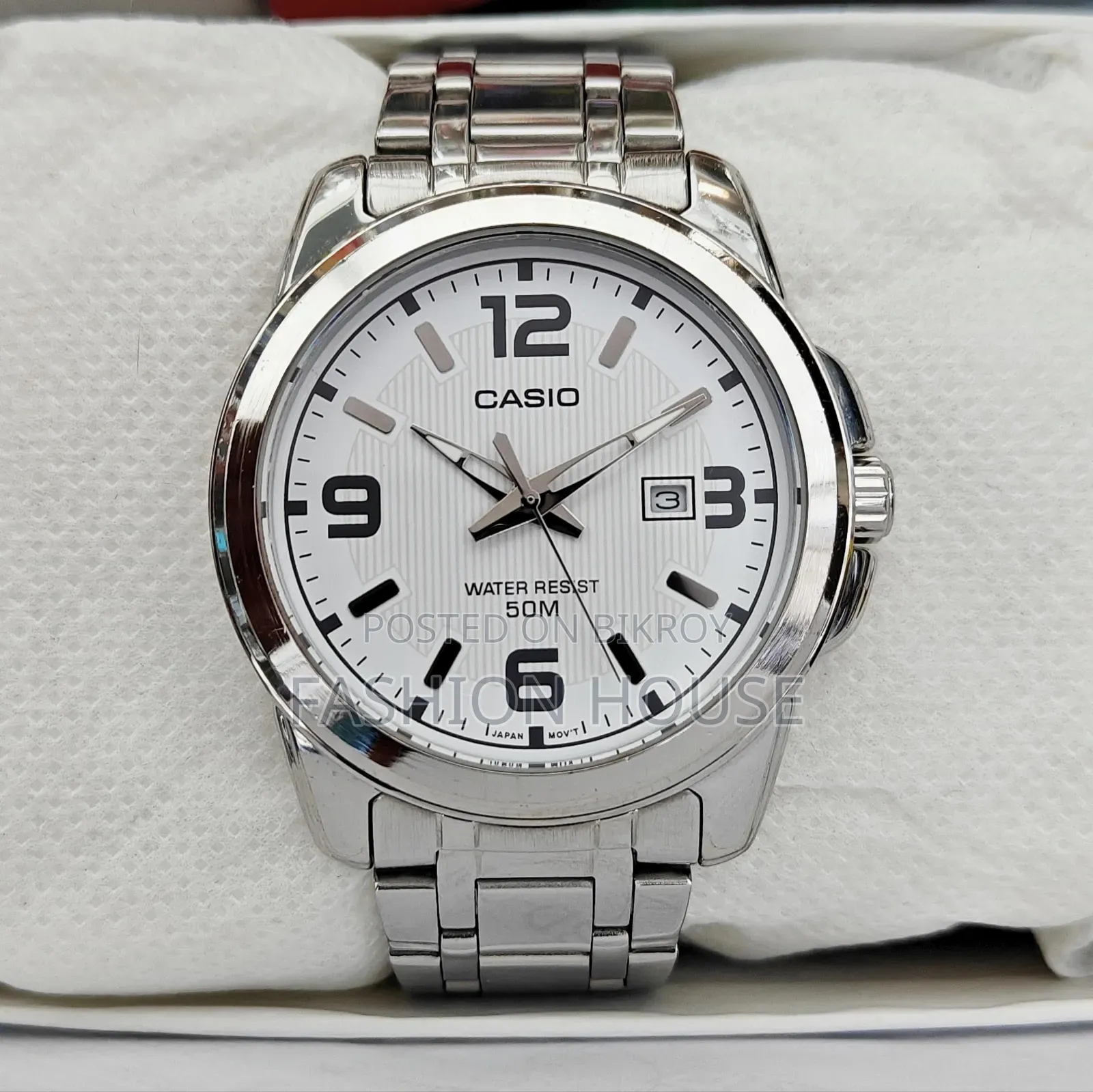 Casio MTP-1314 Men's Watch – White Dial Stainless Steel