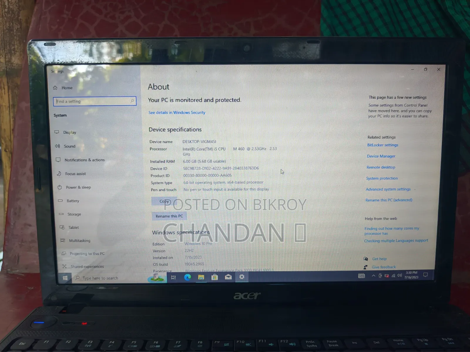 Laptop Acer Aspire 1690 6GB Intel Core i5 HDD+SSD 128GB