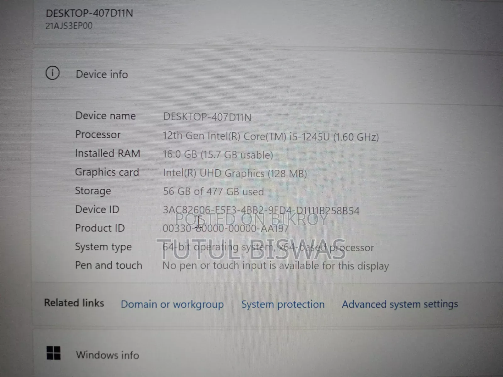 Laptop Lenovo ThinkPad T470 16GB Intel Core I5 HDD+SSD 512GB