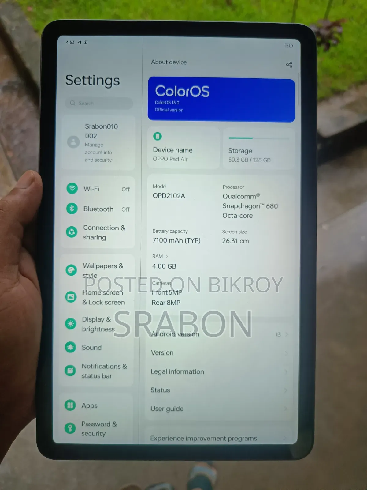 Oppo Pad Air 128 GB Gray
