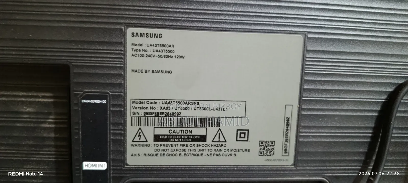 Samsung 43" Inch Smart Tv