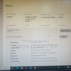 Desktop Computer 8GB Intel Core I3 SSD 128GB