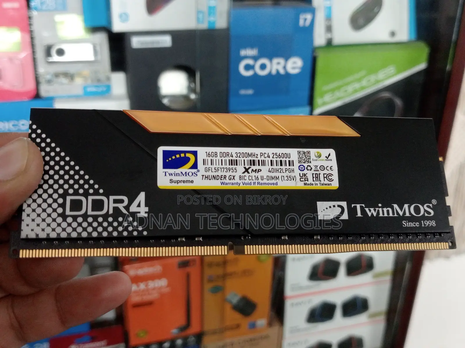 Twinmos Thunder Gx 16gb Ddr4 3200mhz U-Dimm Black Desktop Ram