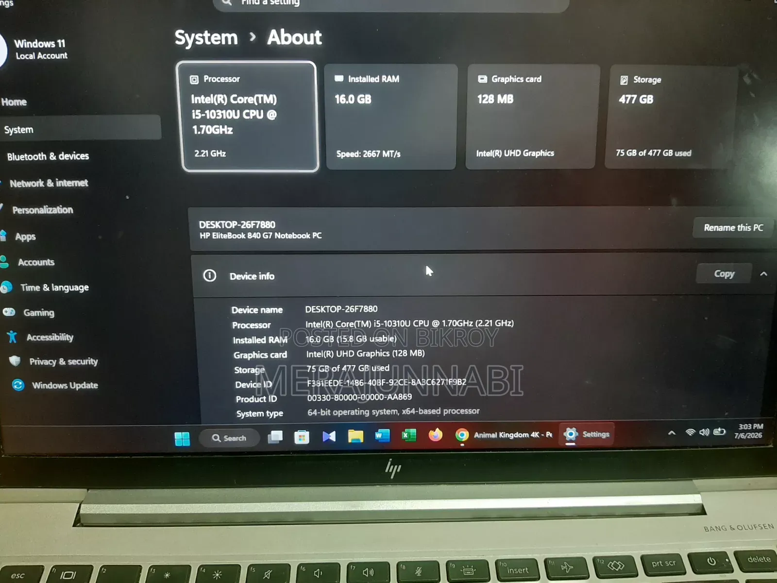 Laptop HP EliteBook 840 G7 16GB Intel Core i5 SSD 512GB