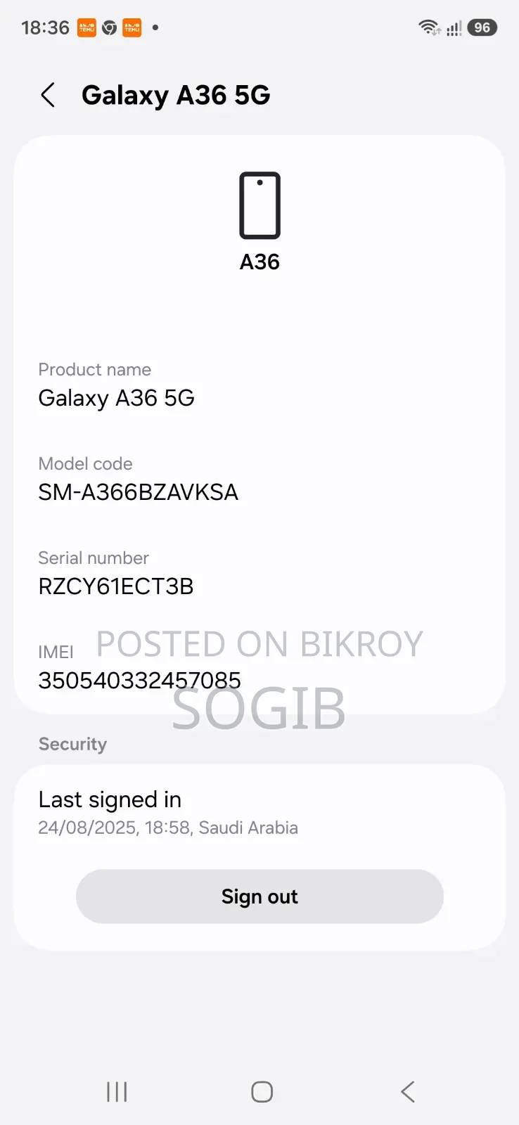 Samsung Galaxy A36 256 GB White