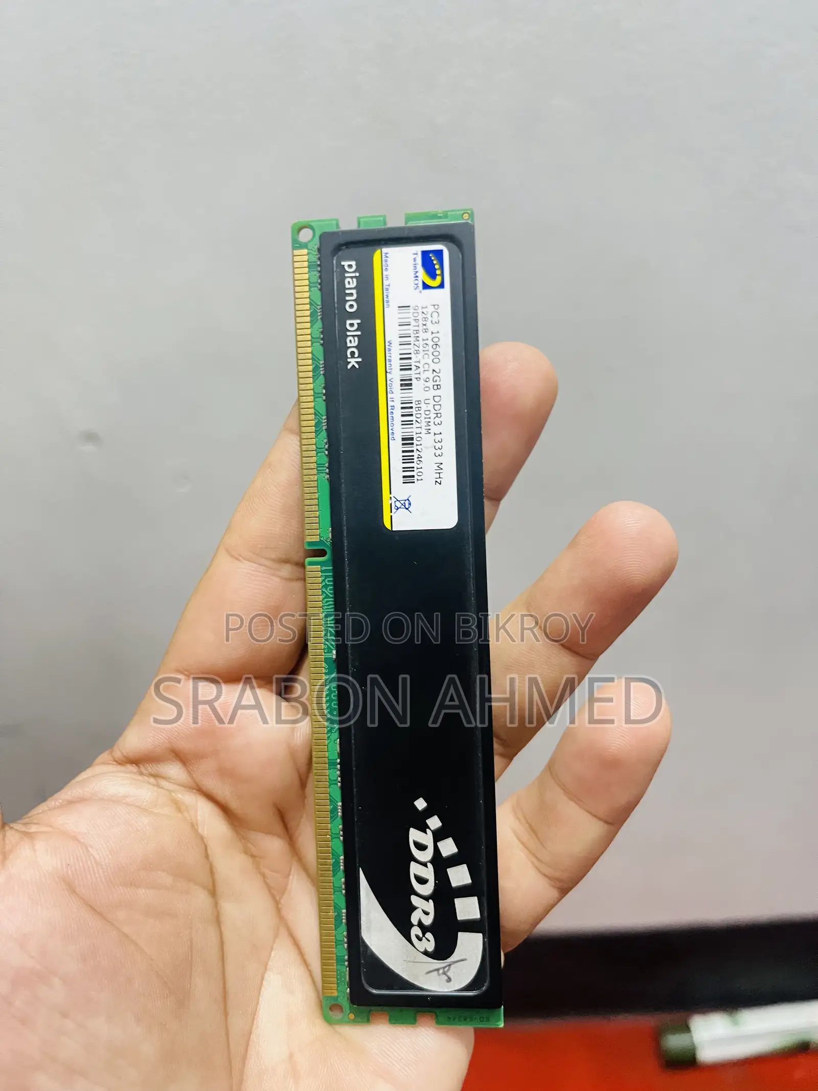 Twinmos Piano Black 2GB DDR3 1333MHz Desktop RAM