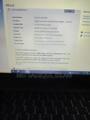 Laptop HP 8GB Intel Core I5 HDD 128GB