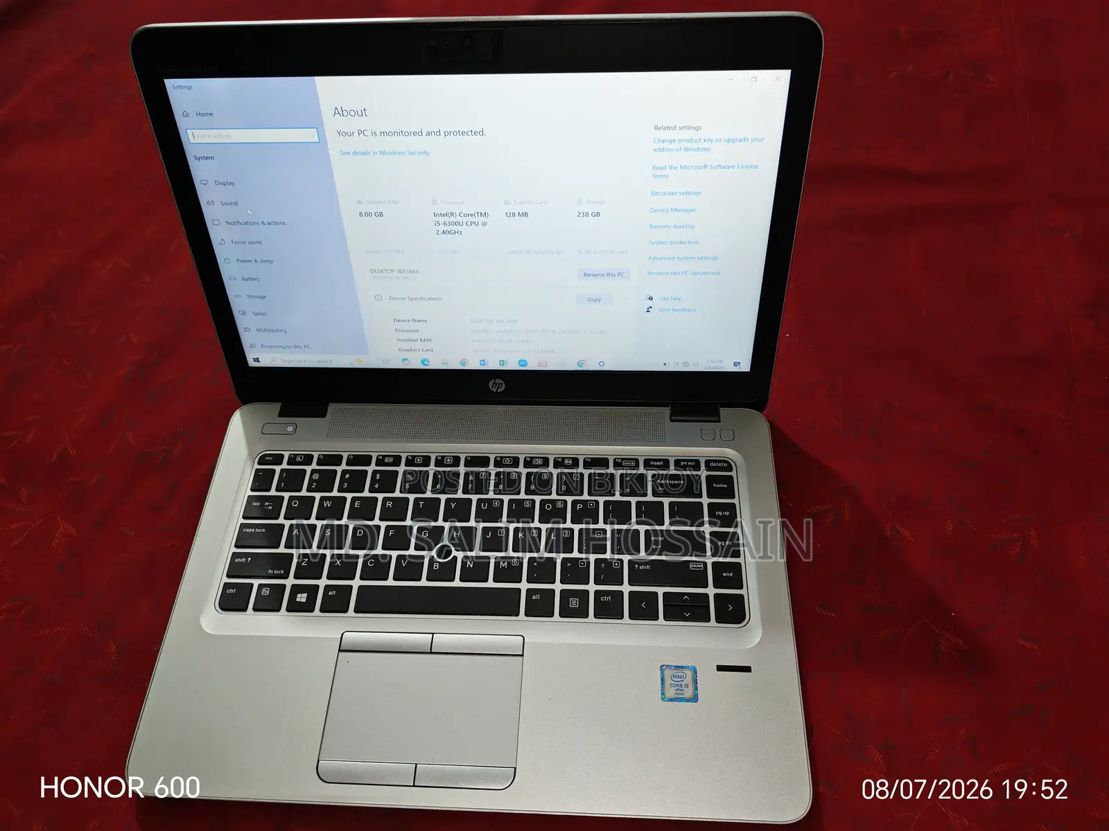 Laptop HP EliteBook 840 G3 8GB Intel Core I5 SSD 256GB