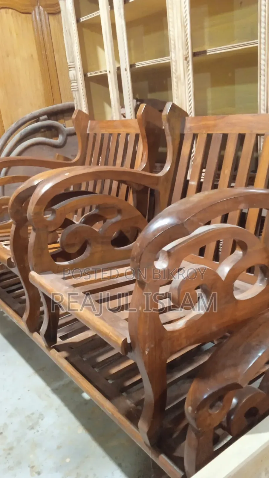Teak wood sofa set in wood color
