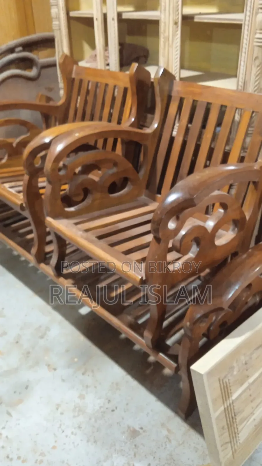 Teak wood sofa set in wood color