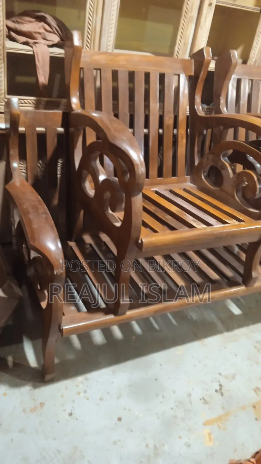 Teak wood sofa set in wood color