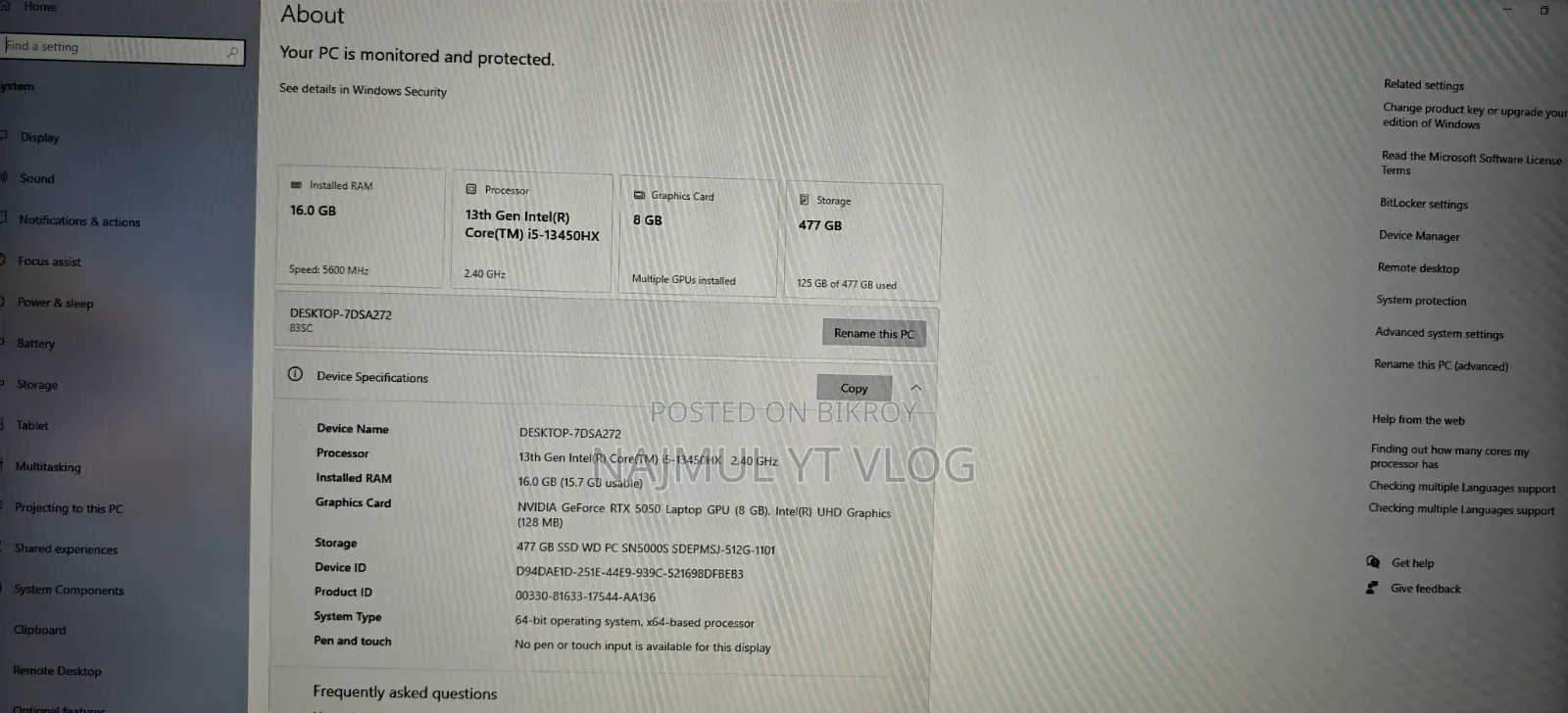 Laptop Lenovo 16GB Intel Core I5 SSD 512GB