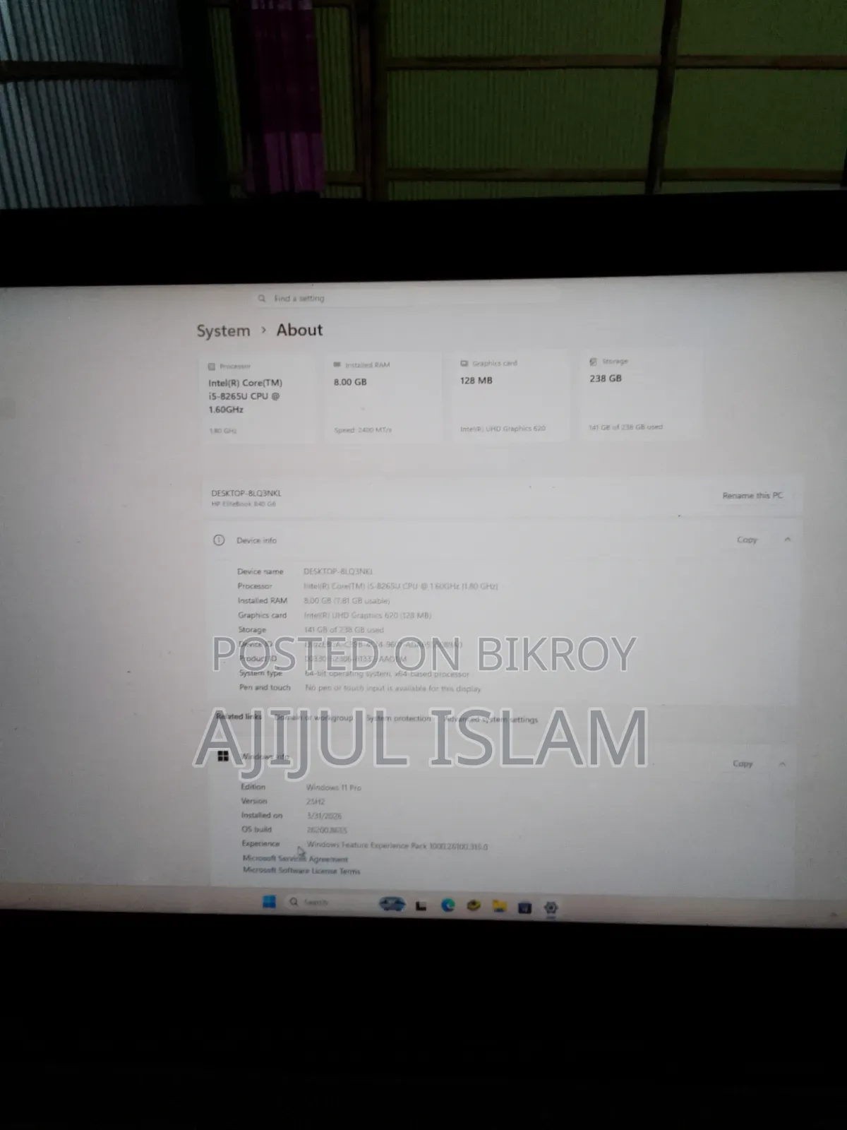 Laptop HP EliteBook 840 G6 8GB Intel Core I5 SSD 256GB