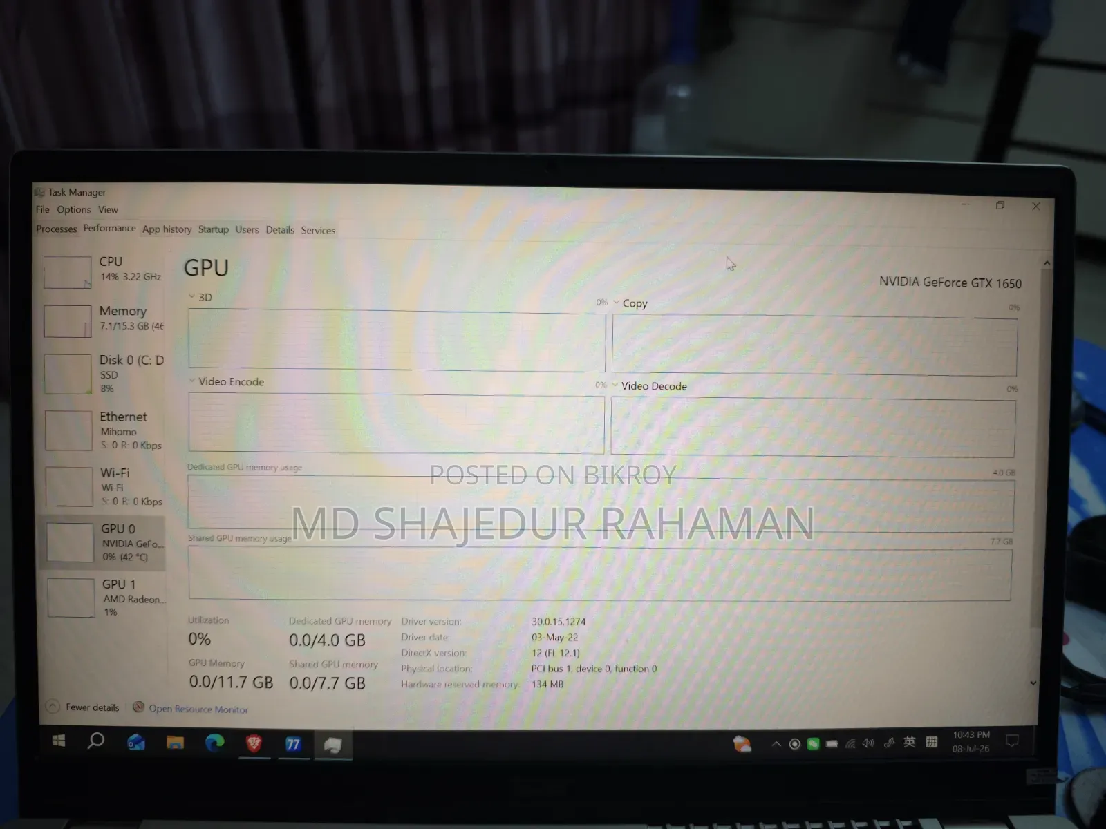Laptop Acer Swift X 16GB AMD Ryzen 7 SSD 512GB
