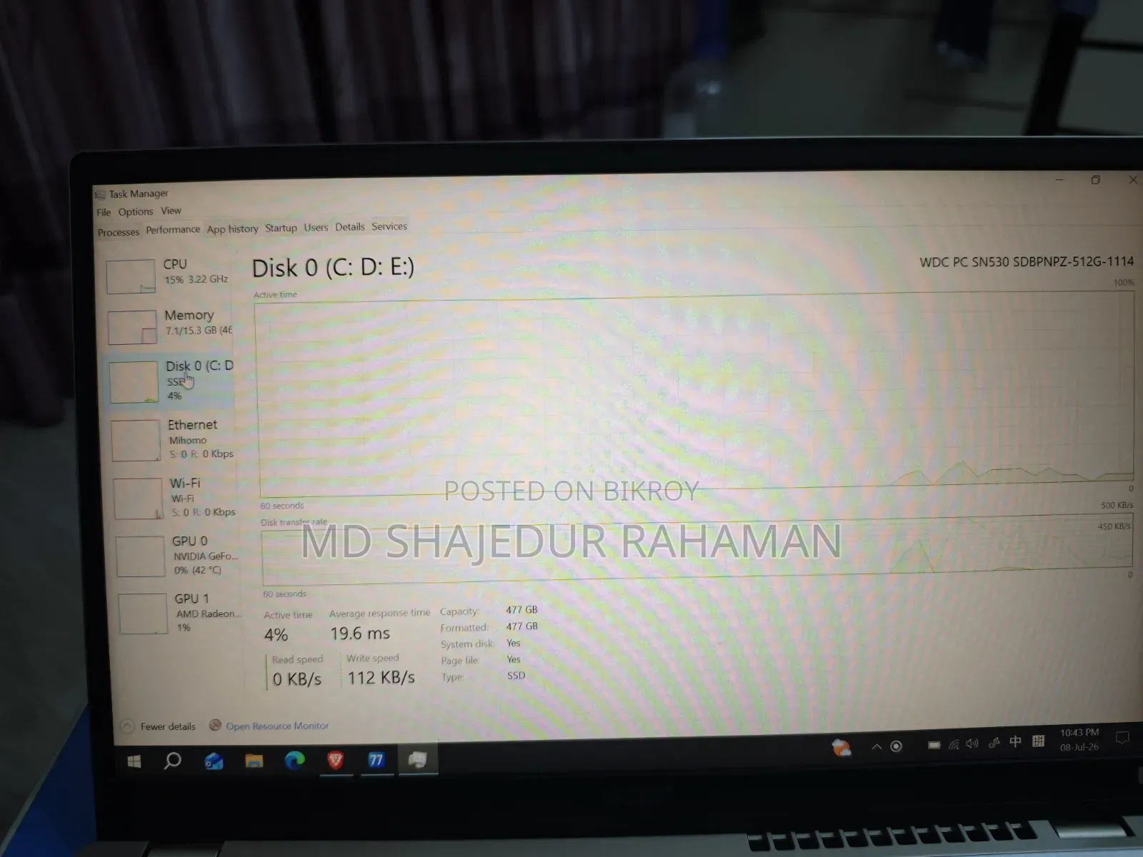 Laptop Acer Swift X 16GB AMD Ryzen 7 SSD 512GB