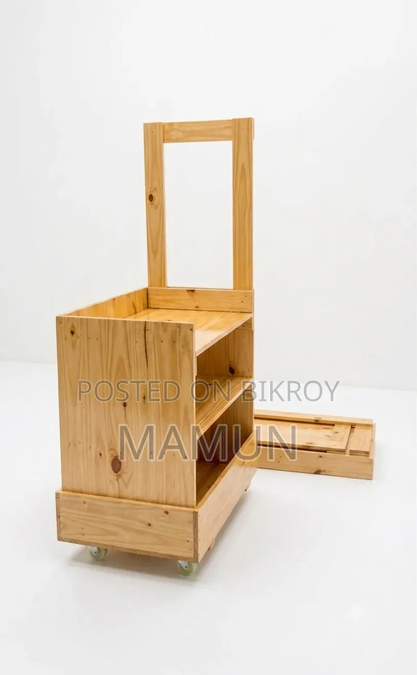 Portable Wooden Food Cart (Easily Transportable)