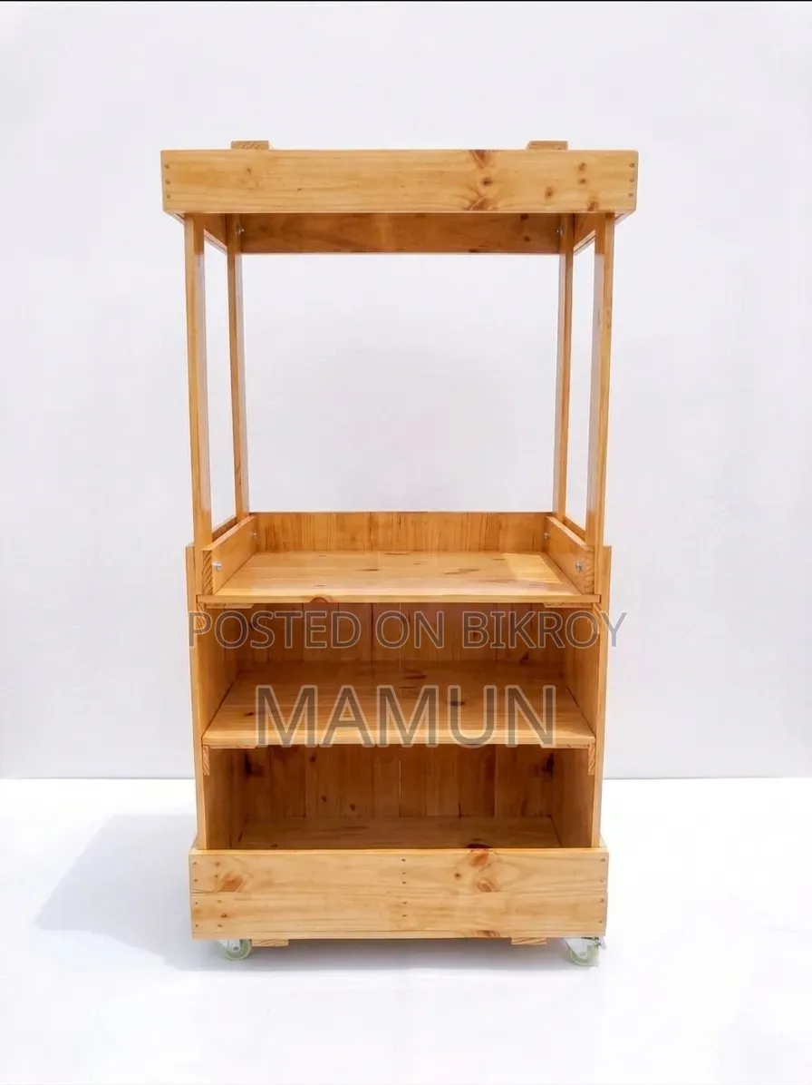 Portable Wooden Food Cart (Easily Transportable)