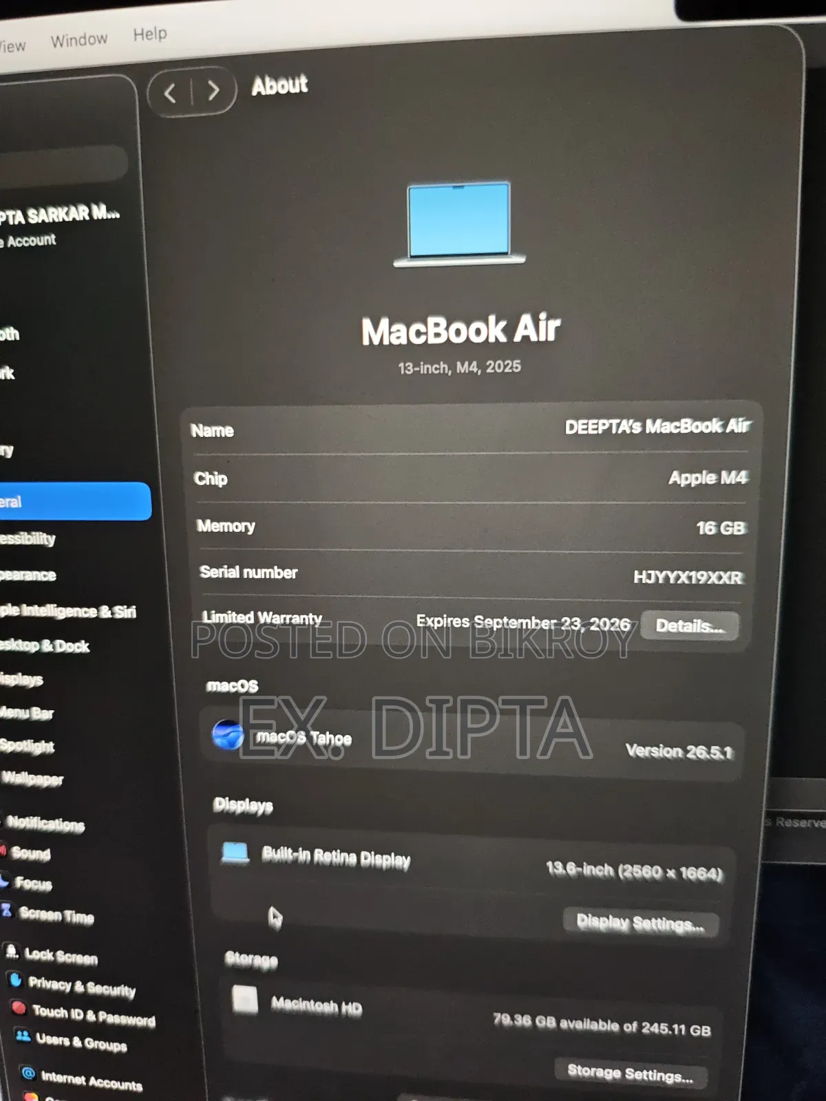 Laptop Apple MacBook Air 2025 M4 16GB Apple M4 SSHD+SSD 256GB