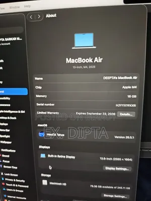 Laptop Apple MacBook Air 2025 M4 16GB Apple M4 SSHD+SSD 256GB