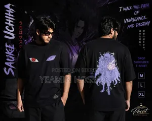 Naruto Shippuden Sasuke Uchiha ওভারসাইজড ড্রপ শোল্ডার টি-শার্ট