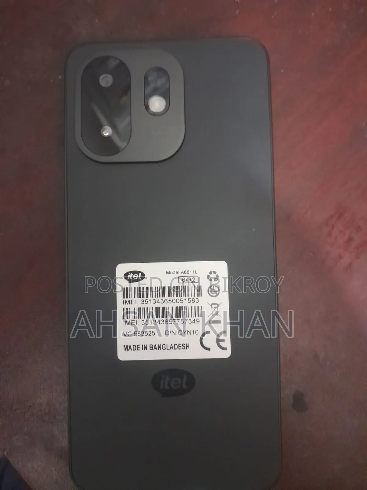 New Itel A100C 64 GB Black