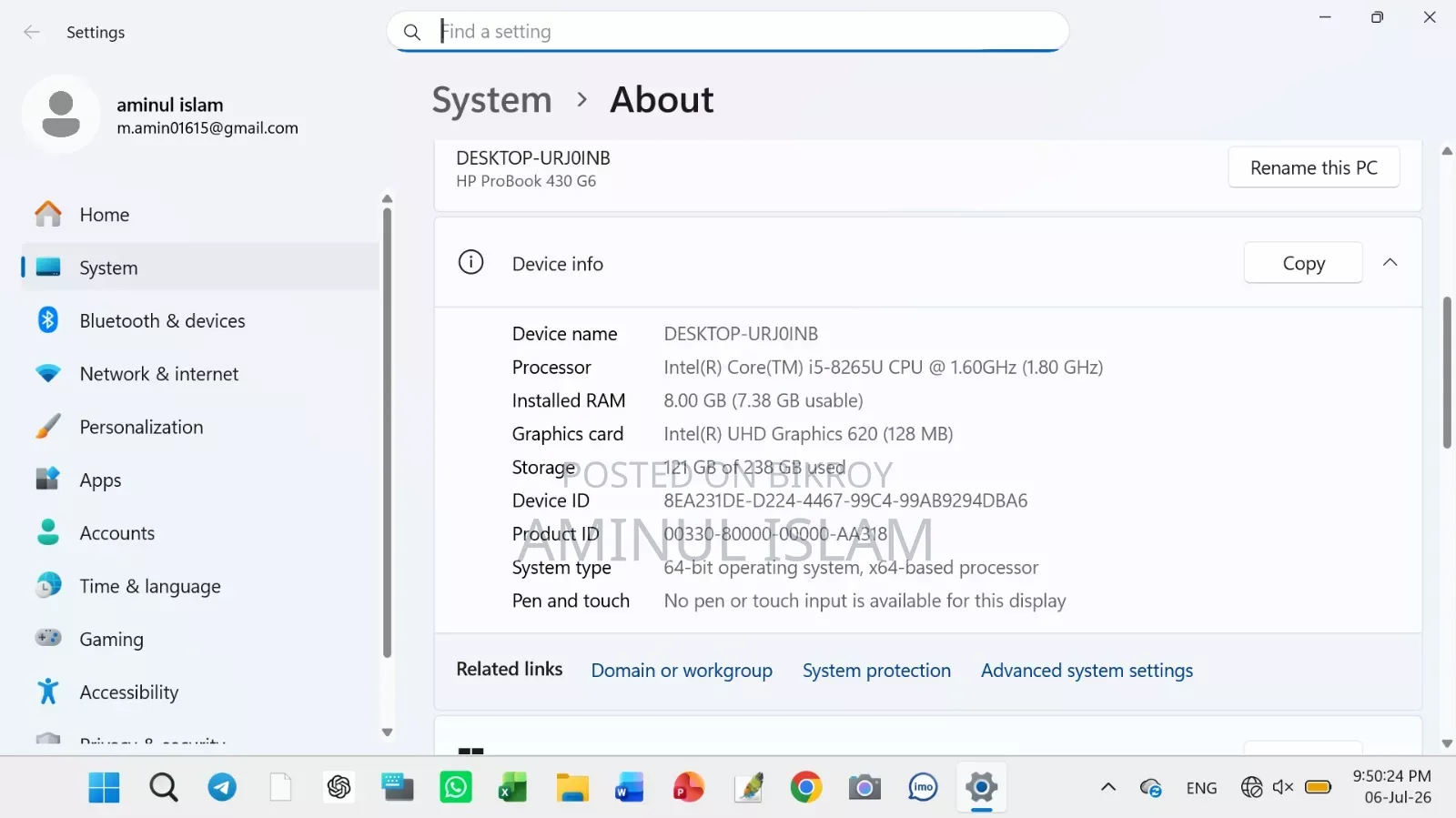 Laptop HP ProBook 430 G6 8GB Intel Core i5 SSD 256GB