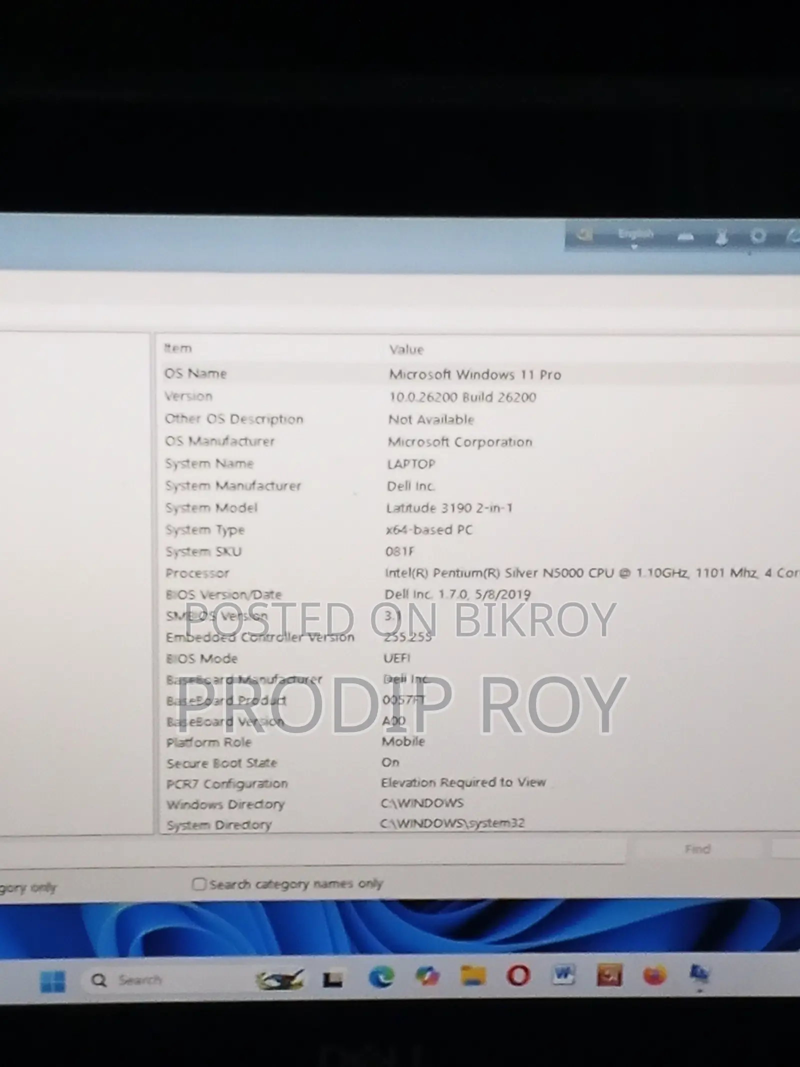 Laptop Dell Latitude 3190 8GB Intel Pentium HDD+SSD 128GB