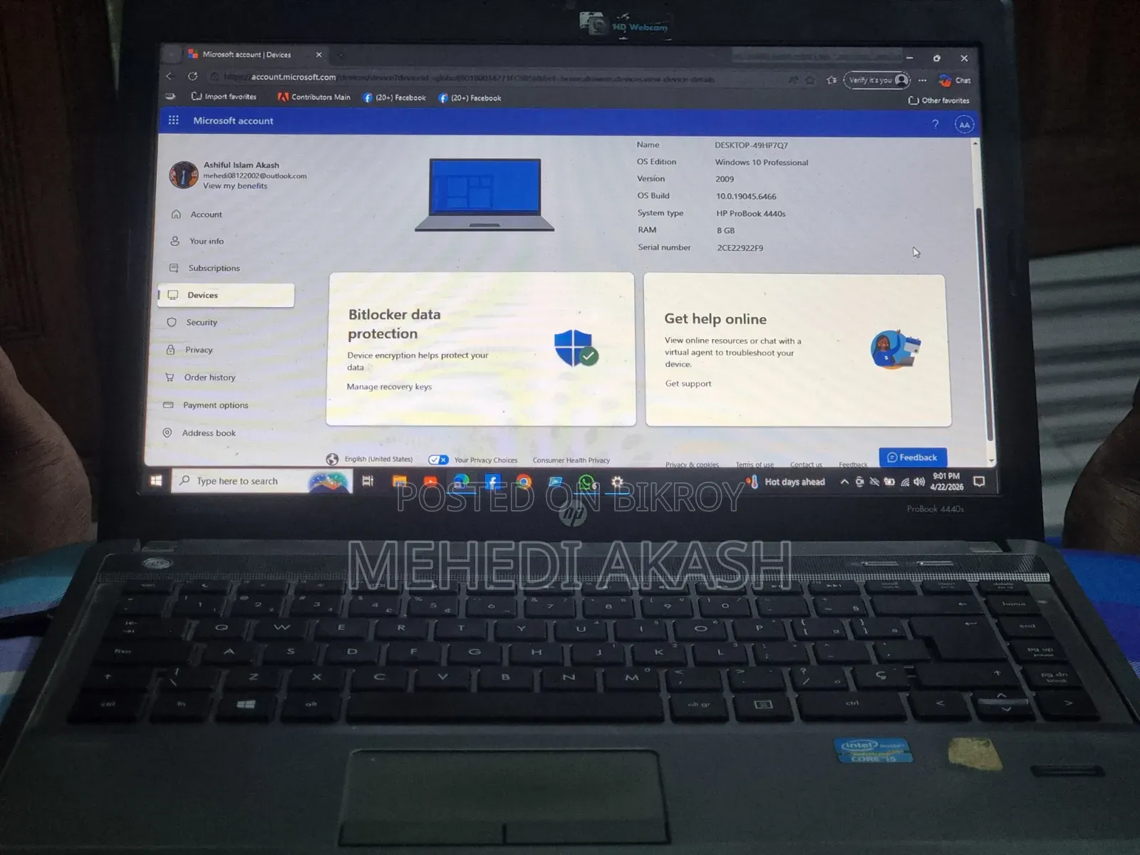 Laptop HP ProBook 4440S 8GB Intel Core 3 SSD 128GB