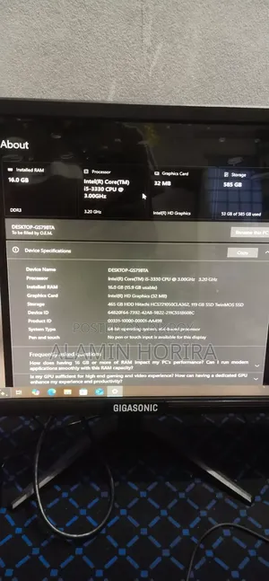 Desktop Computer 16GB Intel Core I5 SSD 128GB