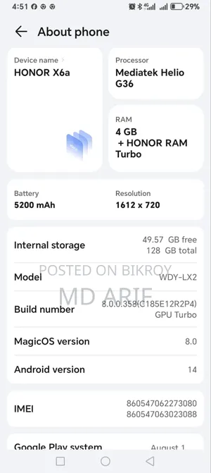 Honor X6a 128 GB Blue