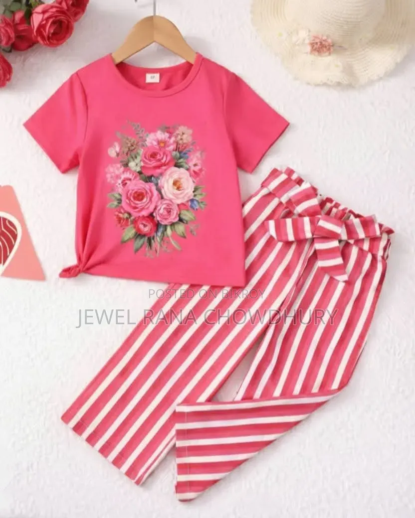 Premium 100% Cotton Short Sleeve Set for Baby Girls