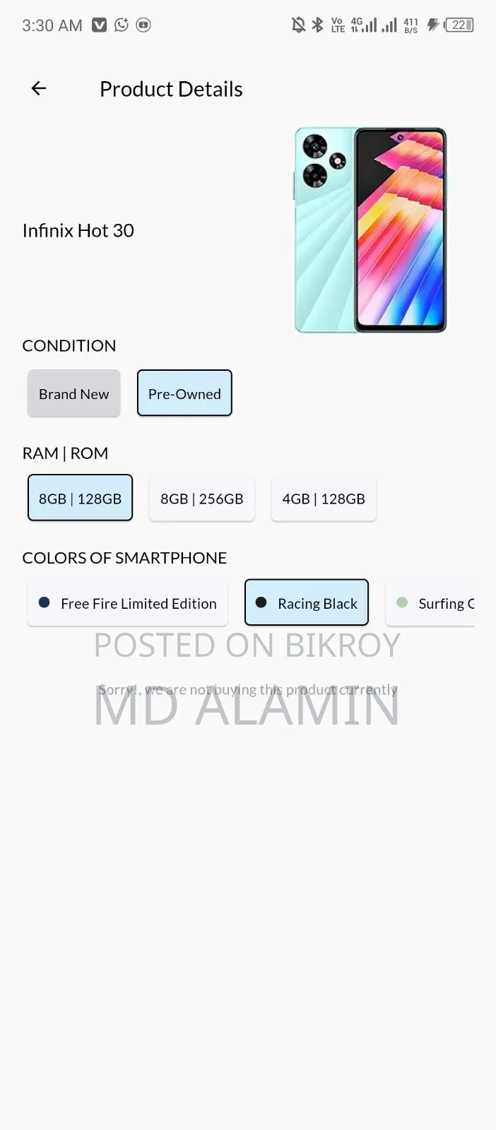 Infinix Hot 30 128 GB Black