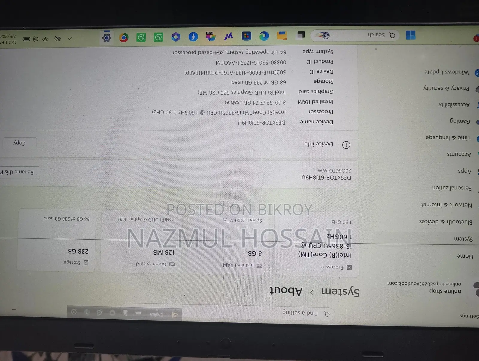 Laptop Lenovo ThinkPad L490 8GB Intel Core i5 SSHD (Hybrid) 256GB