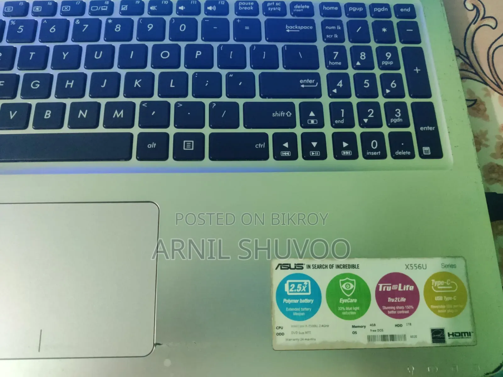 Laptop Asus Vivobook 15 4GB Intel Core I3 HDD 1TB