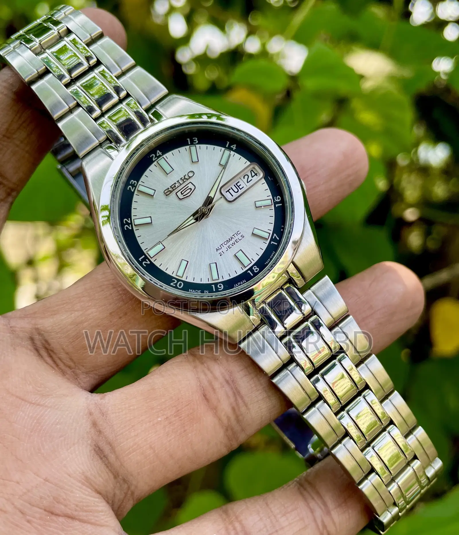 চমৎকার Seiko 5 Snkg19 সানবার্স্ট হোয়াইট অটোমেটিক ঘড়ি