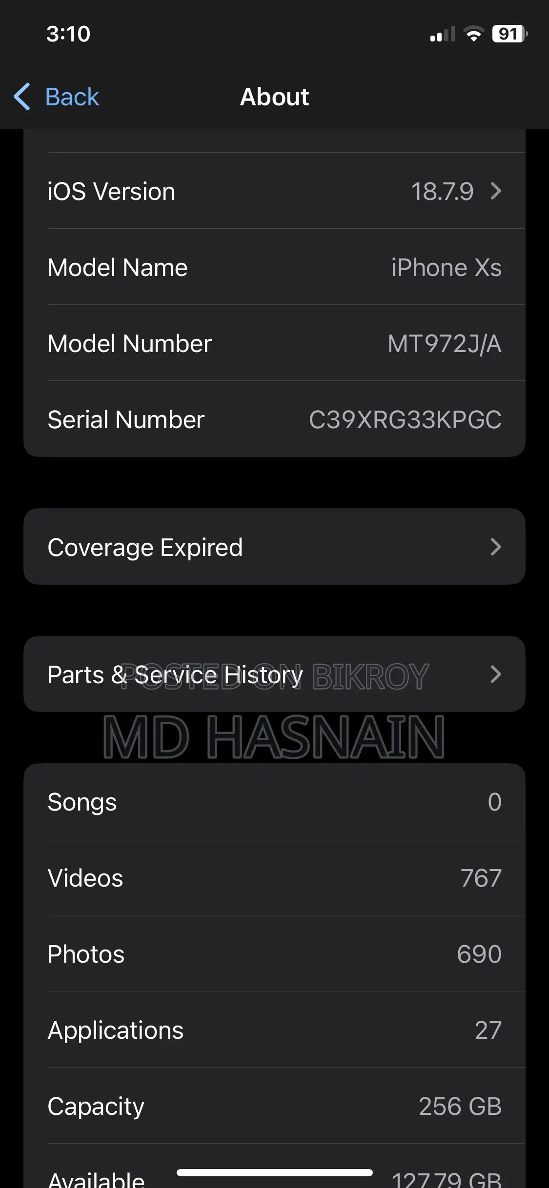Apple iPhone XS 256 GB Black