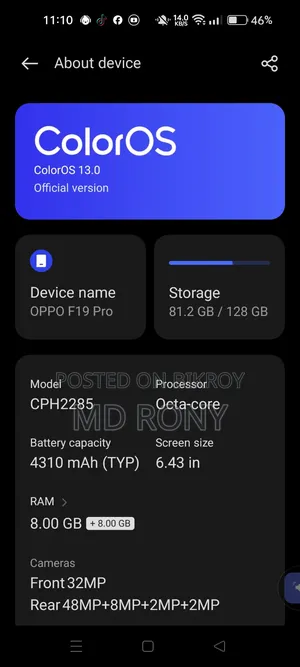 Oppo F19 Pro 128 GB Orange