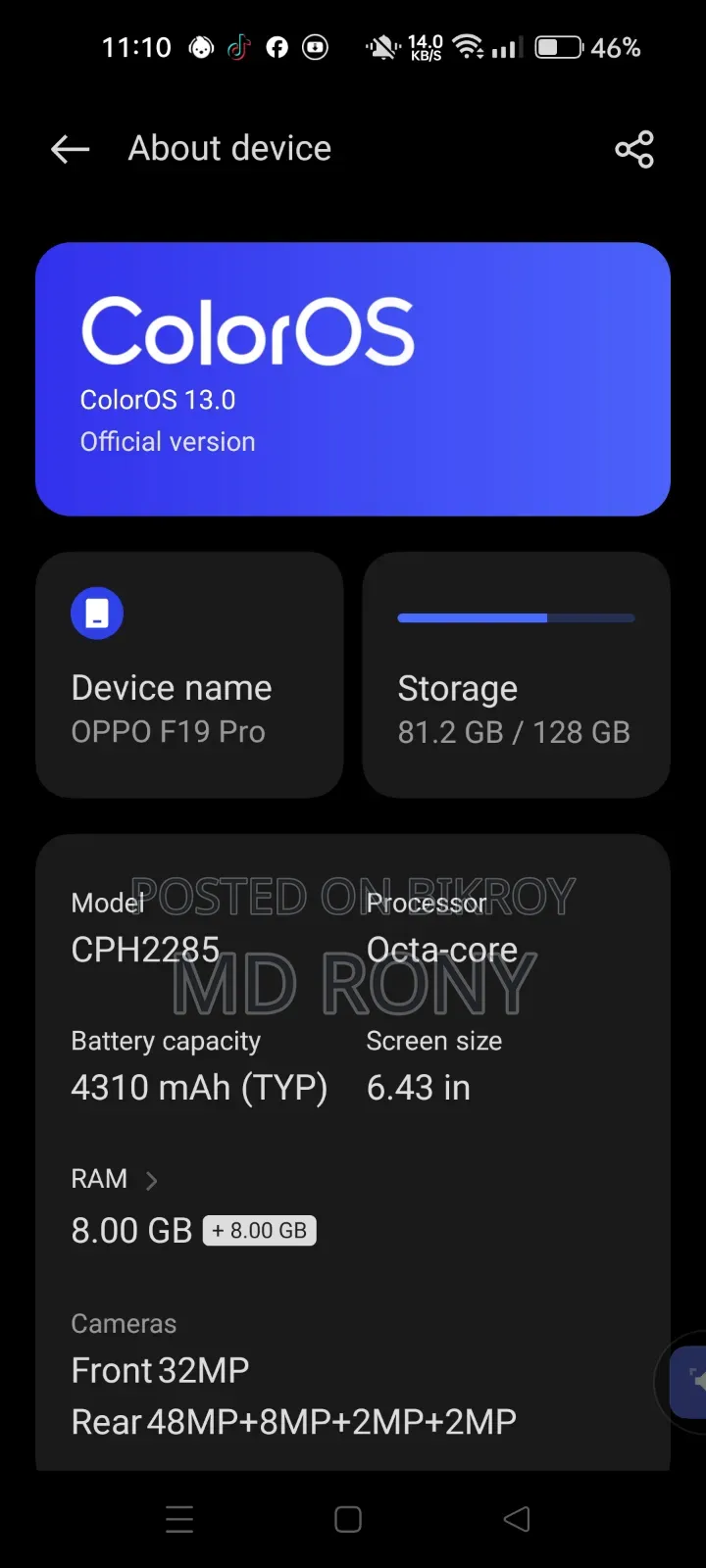 Oppo F19 Pro 128 GB Orange