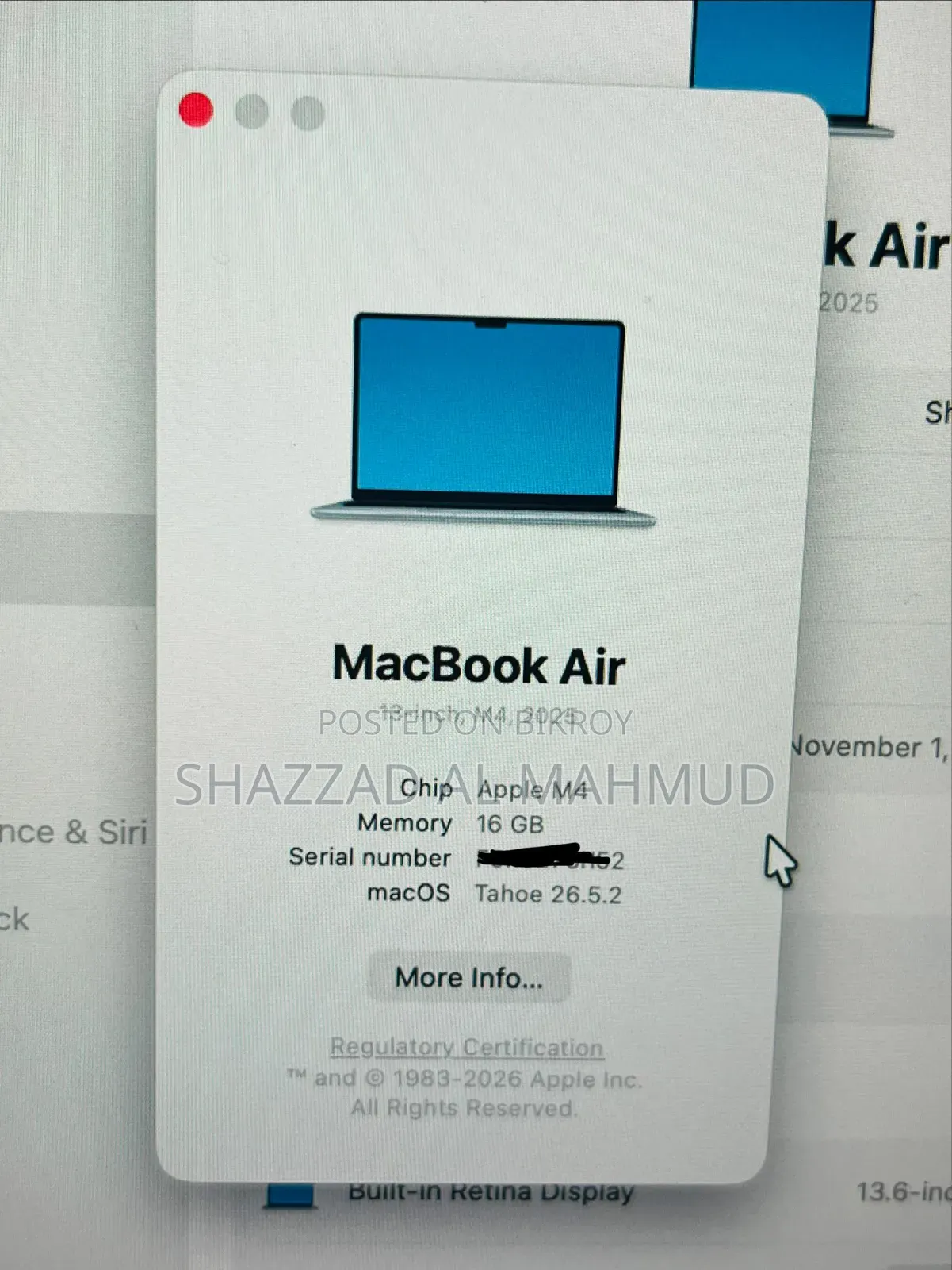 Laptop Apple MacBook Air 2025 M4 16GB Apple M4 SSD 256GB