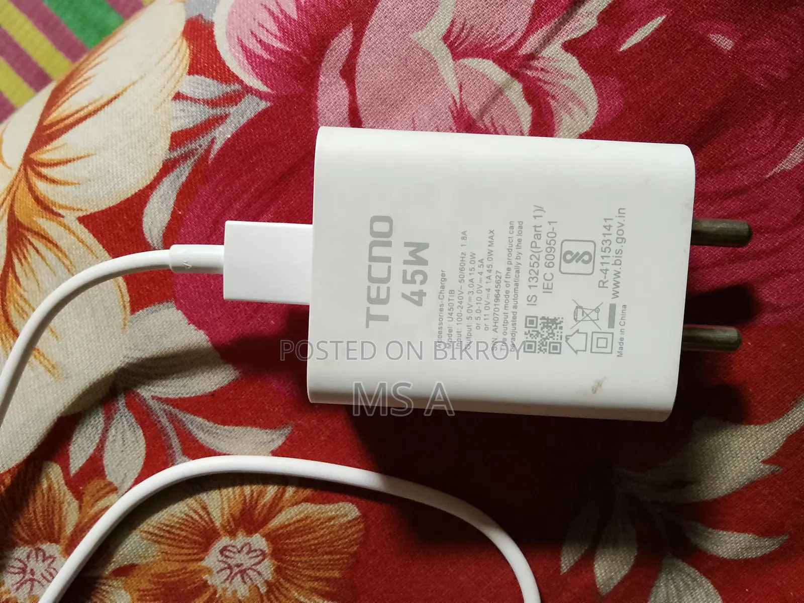 অরিজিনাল Tecno ফাস্ট চার্জার |